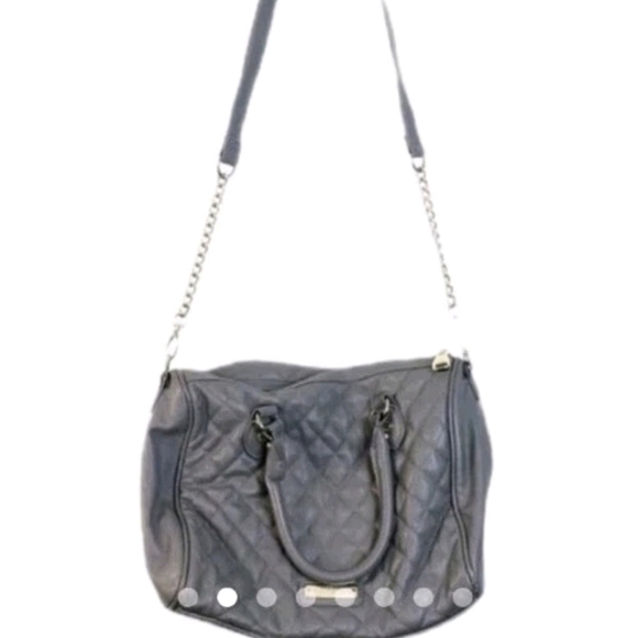 Steve Madden Gray Large Shoulder Tote  Purse With Coin Bag Leather  Gold Chain - Picture 11 of 11